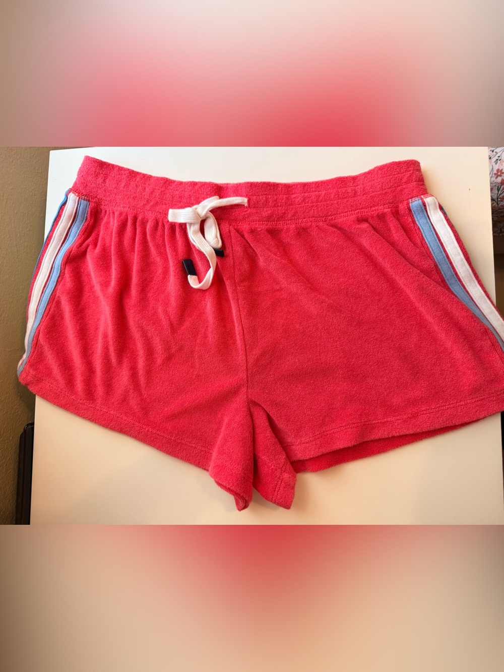 PJ Salvage Shorts Womens Coral orange Terry Drawstring Comfy Lounge Sz Large EUC